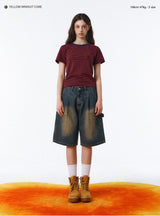 BTB : WAVE WASHING CARPENTER SHORTS [YELLOW MINUIT CORE] [UNISEX]