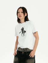 RTVG(RETROVEGAS) ガンユーホースライディングスポーツエラスティシティーTシャツ