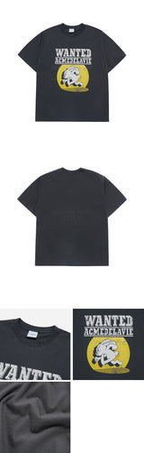 24FW WANTED RABBIT ARTWORK SHORT SLEEVE T-SHIRT CHARCOAL
