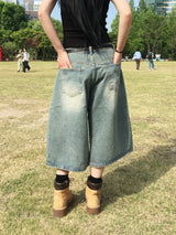 メランディストレスバミューダデニムパンツ (2c)