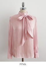 Neju Bling Satin Tie Blouse