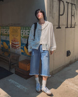 ルダダメージバミューダデニムパンツ