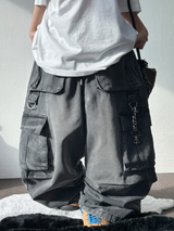 D-RING ZIPPER CARGO BALLOON PARACHUTE LONG PANTS🪽🩵🖤 - 2 COLORS