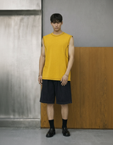 Contrast-Stitch Wide-Shoulder Tank