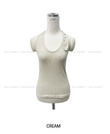 Moni mother of pearl button halter sleeveless