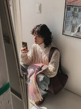 Lenny Cable Crop V-Neck Knit