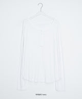 Nuaf Loose-Fit Summer Henley Neck Button Long Sleeve Tee