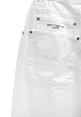 Poble Embroidered Patch Rivet Cotton Pants