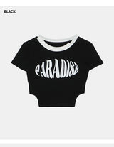 Paradise Side Cutting Cropped T-Shirt