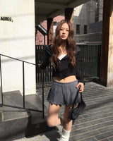 Pleated wrap skirt pants