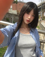 リネンレギュラーチェックシャツ
