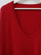 deep U-neck knit top