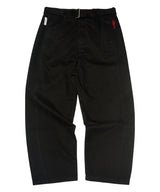 WASHED BELT CURVED PANTS BLACK