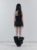26SS★ [mnem] Croissant Leather Leg Warmers