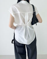 letter linen wrap blouse