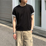 Rolled-Sleeve Cropped Short-Sleeve T-Shirt Black
