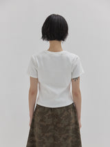 スキャニードニードルワーククロッピードTシャツ (White)