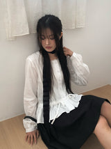 Ash Lace Waist Ribbon Strap Blouse