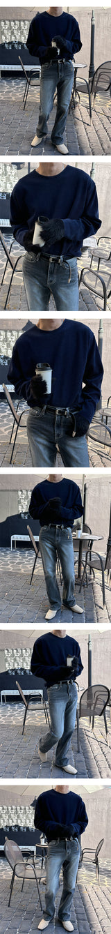 [Unisex] グレーウォッシングフレアデニムパンツ (2color)