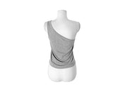 [SET] Resin Unbalanced Sleeveless One Shoulder Button Short Sleeve T-shirt