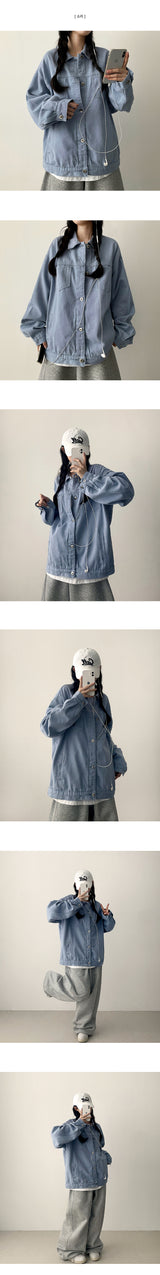 Eit Overfit Solid Cotton Trucker Jacket