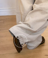 Snap Button Cotton D Ring Wide Pants (3color)