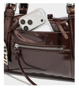 Leopard Print Studded Biker Tote Bag