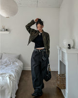 Camouflage Crop Rider Jacket