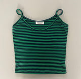 [MADE]Blueberry Punching Striped Semi-Crop Sleeveless Top (2 Colors) 