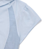 COLOR MIX SLIM FIT SHORT SLEEVE HOODIE [SKY]