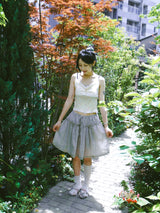 CHIFFON LACE MIDI SKIRT (2COLOR)