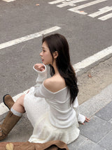 Romantic Warm Off Shoulder Raglan T-Shirt (4color)