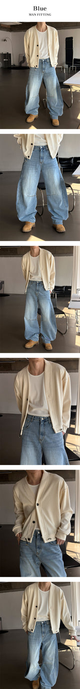 [Unisex] Curve dart wide denim pants