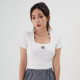 スクエアネッククロップハーフTシャツ [WHITE]