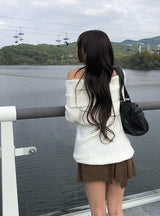Leader Suede Eyelet Unbalanced Skirt