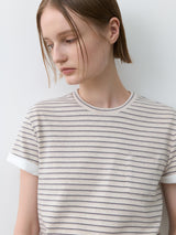 (T-6992)STRIPE POCKET SLIM TEE