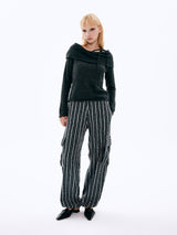 Lace Denim Parachute Pants_Black