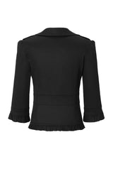Button frill jacket - black  