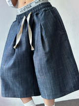 LINEN TWO PINTUCK BERMUDA🩵💙2COLOR 2SIZE