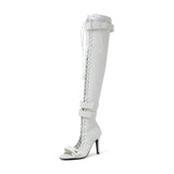 ダブルストラップレースアップオープントゥヒール(White)