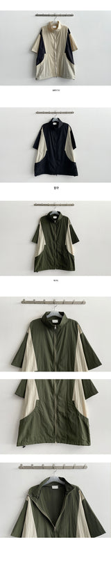 Shodnylon Two Way Color Short Sleeve Zip-Up