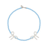[925 SILVER] Pearl Ribbon Necklace (2colors)