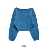 Chippo Button Boat Neck Wool Crop Knit