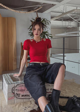 Sonya Whole Slit Layered Short Sleeve T-shirt