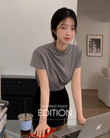 [MADE] Natural half-neck short-sleeved T-shirt