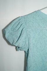 Floral Lace Puff Top (Mint)