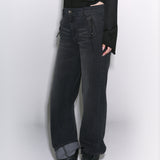 beads details denim jeans