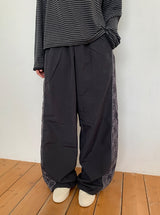 カモールラインレースバンディングワイドパンツ