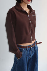 TWO-WAY FLEECE ZIP-UP_BROWN