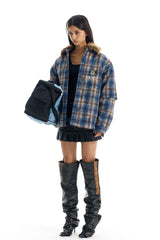 Plaid Layered Fleece Shirt Jacket